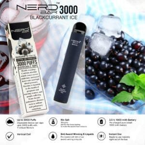 Nerd Bar 3000 Puffs Disposable Pod Vape Best price in Dubai - Blackcurrant Ice