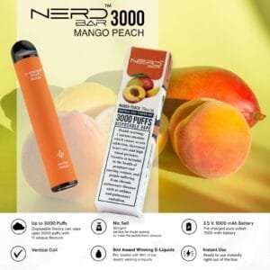 Nerd Bar 3000 Puffs Disposable Pod Vape Best price in Dubai - Mango Peach