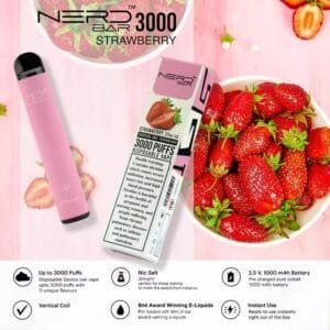 Nerd Bar 3000 Puffs Disposable Pod Vape Best price in Dubai - Strawberry
