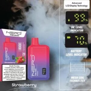 Nerd Fire Disposable Vape with display (8000 Puffs) 2% Nicotine best price in UAE. - Strawberry