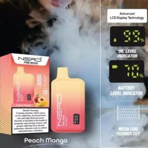 Nerd Fire Disposable Vape with display (8000 Puffs) 2% Nicotine best price in UAE. - Peach Mango