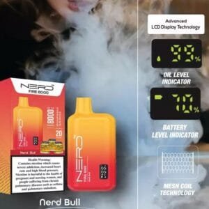 Nerd Fire Disposable Vape with display (8000 Puffs) 2% Nicotine best price in UAE. - Nerd Bull