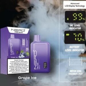 Nerd Fire Disposable Vape with display (8000 Puffs) 2% Nicotine best price in UAE. - Grape Ice