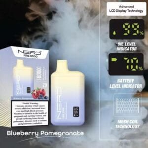 Nerd Fire Disposable Vape with display (8000 Puffs) 2% Nicotine best price in UAE. - Blueberry Pomegranate