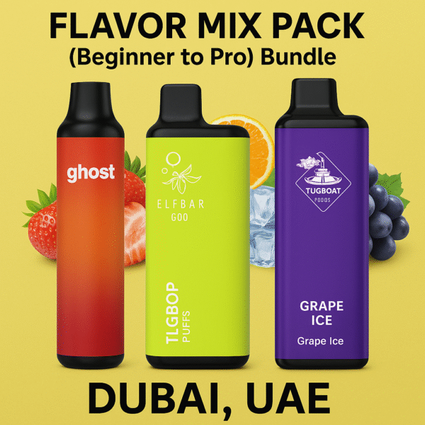 Flavor Mix Pack (Beginner to Pro) Bundle ( Ghost, Elf Bar, Tugboat)  In Dubai, UAE.